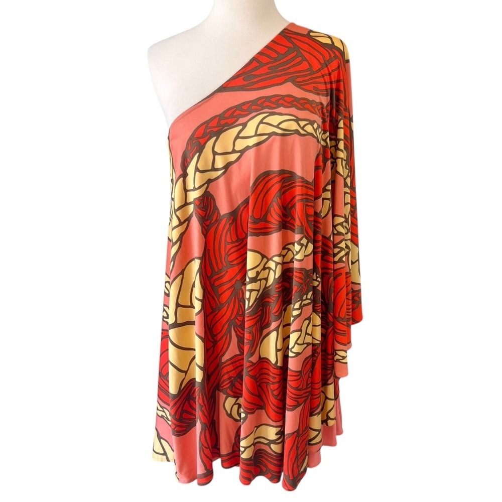 Mara Hoffman Silk one-shoulder dress with an abstract rope print